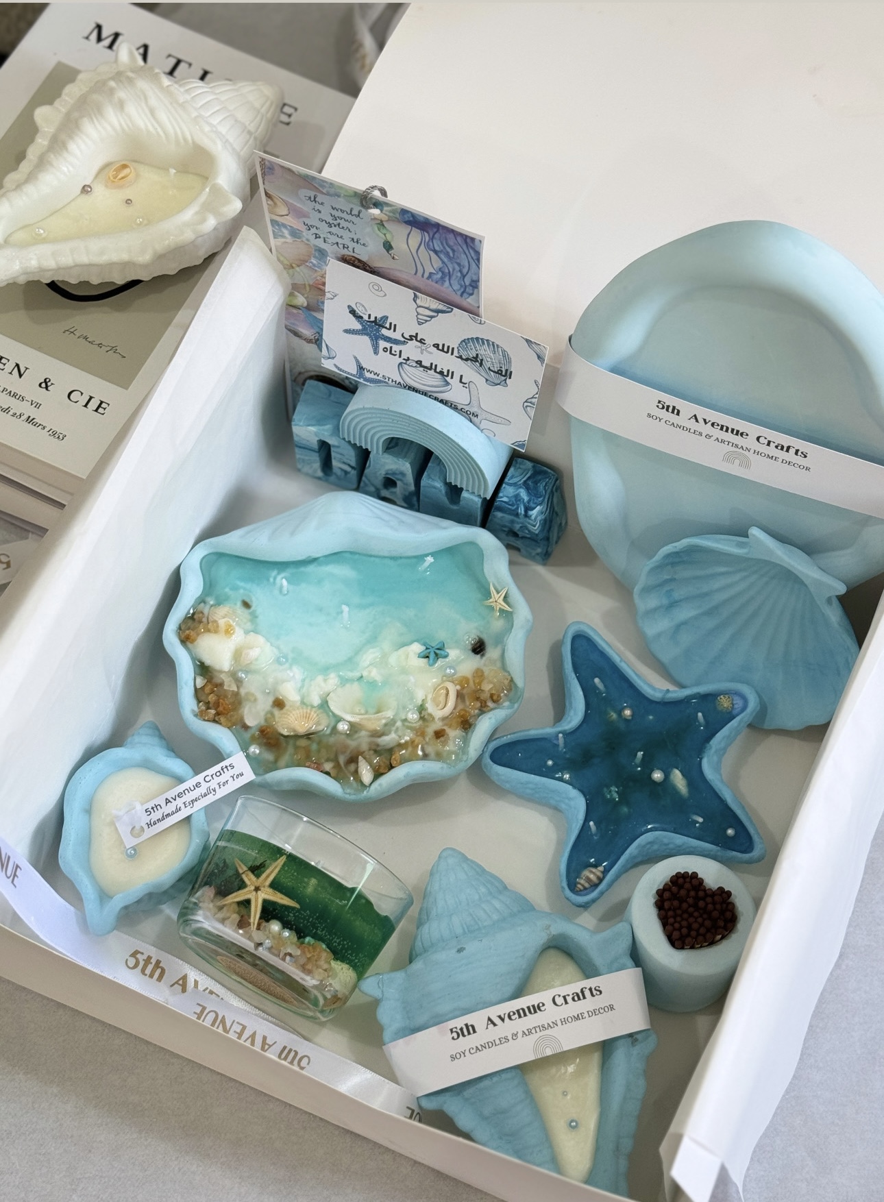 SHELL CANDLE GIFT BOX BLUE