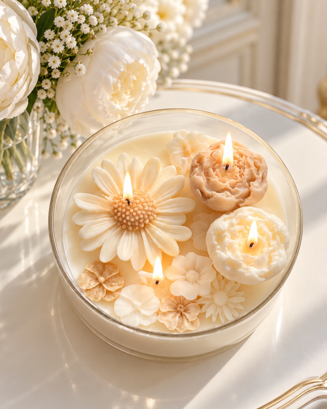 Medium sized daisy candle bowl