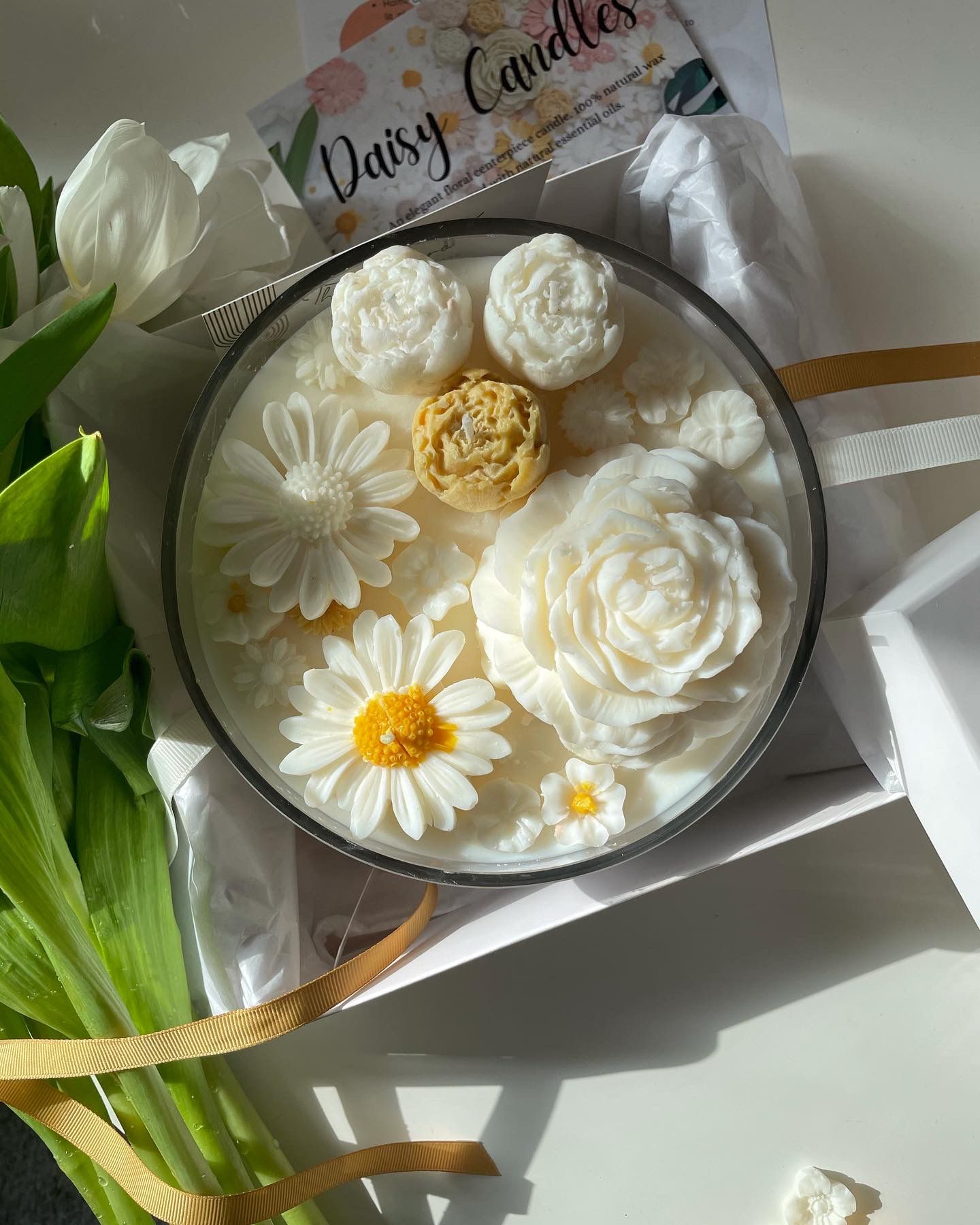 Daisy Flower Candle Bowl