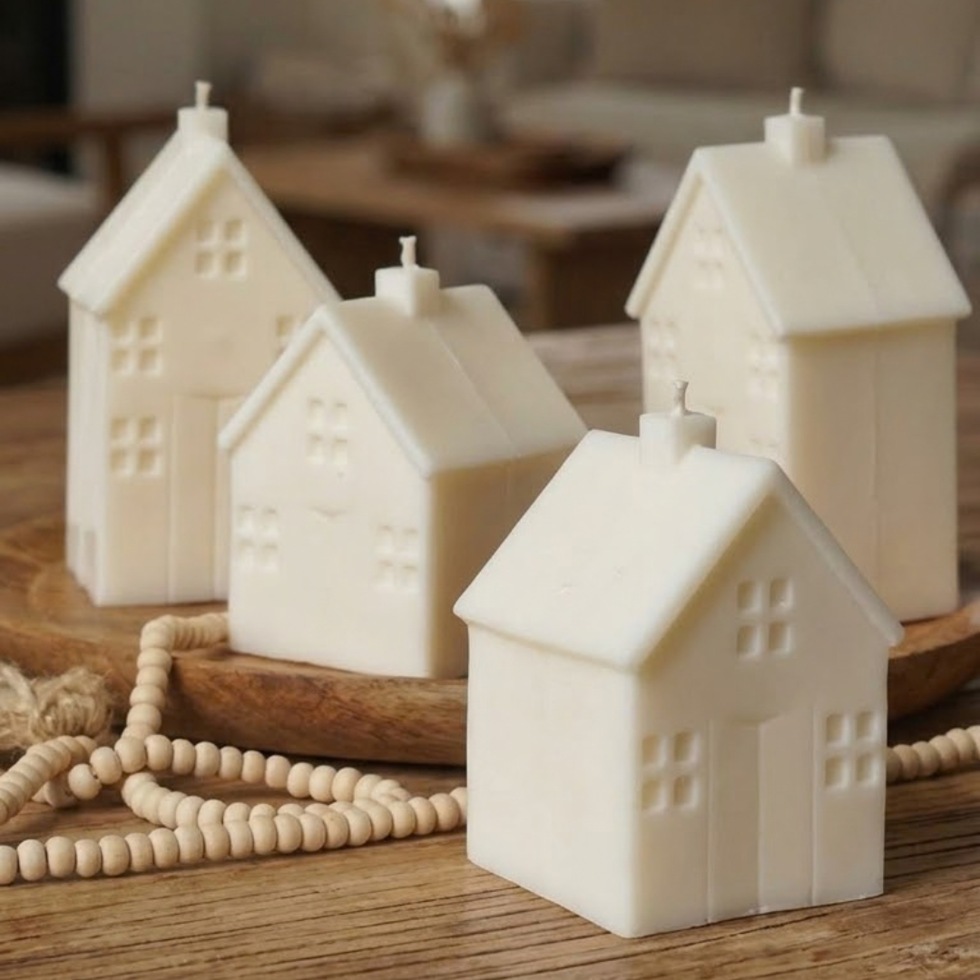 3 pieces of winter cabin candles