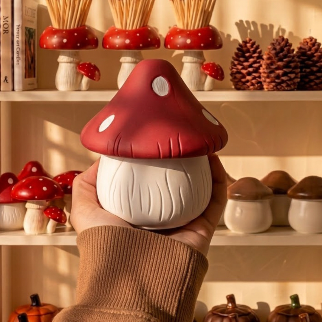 Mushroom jar candle