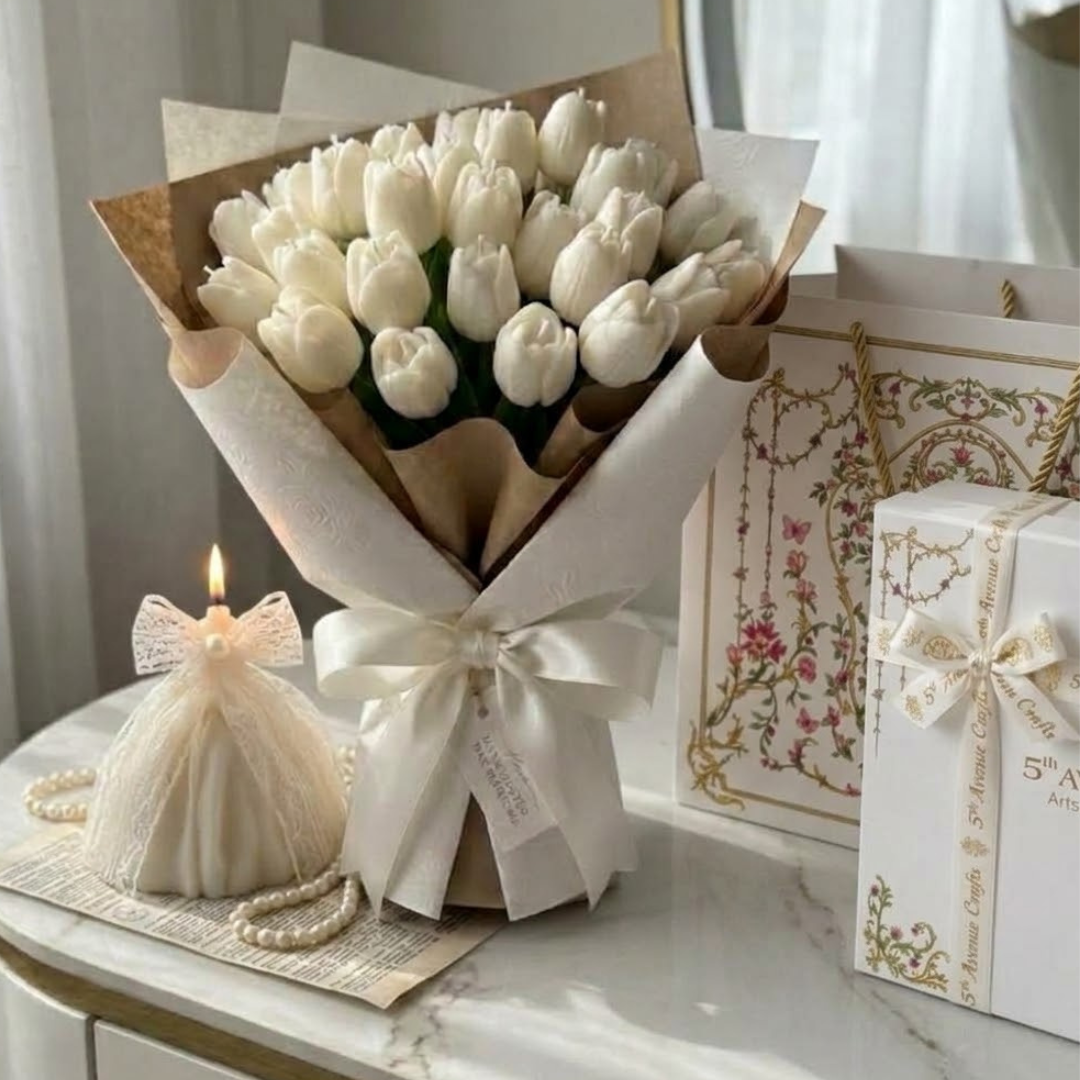 Bride & Tulip Candle Bouquet 